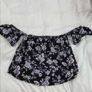 american eagle off the shoulder floral shirt